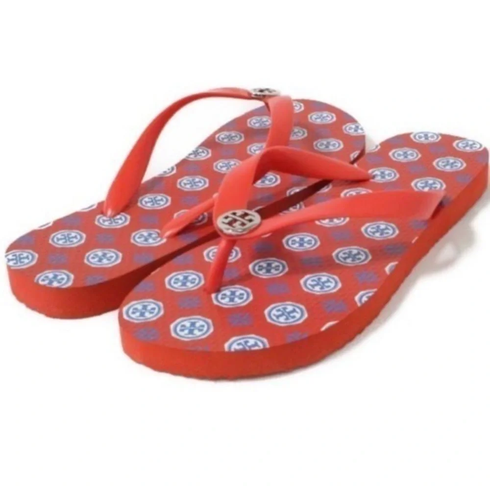 NWOT Tory Burch Classic T Zig Zag Chevron Preppy Herringbone Thong Flip Flop …